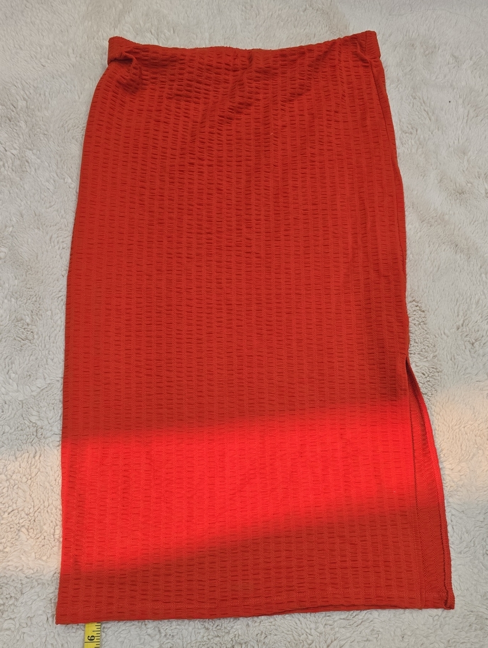 Urban Outfitters Red Textured Midi Pencil Skirt